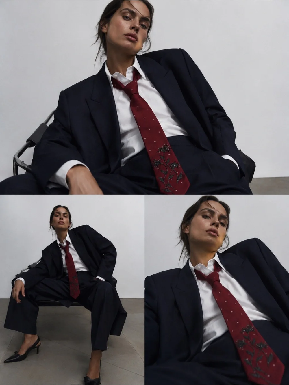 Dior Burgundy Hand Beaded Silk Blend Tie - Picture 3 of 9
